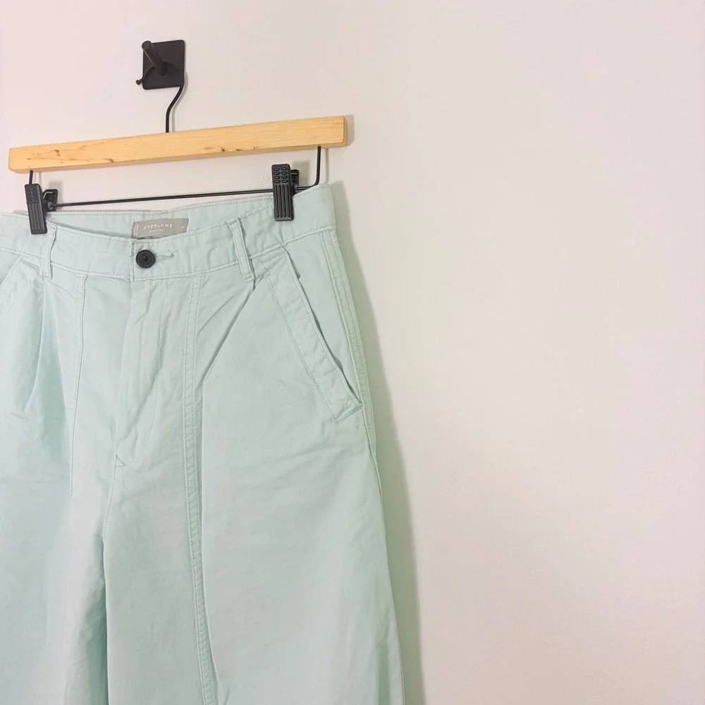 Everlane The Tourist Pant Mint Green Organic Cotton Linen‎ Wide Leg High Rise 4